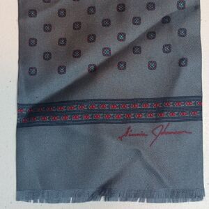 Silk Dark Grey Dainty Geometric Pattern Men's Skinny Scarf By Jimmie Johnson